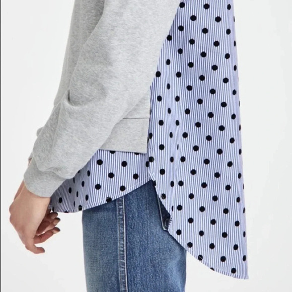 JASON WU Layered Poplin Mixed Media Cotton Jersey Crewneck Sweater - Picture 13 of 14